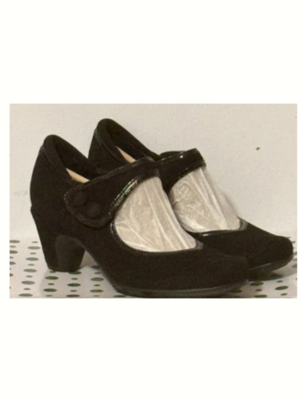 Vintage Style Earthies Lucca Mary Jane Pumps Black Suede 8.5 NWOB GOTH PINUP